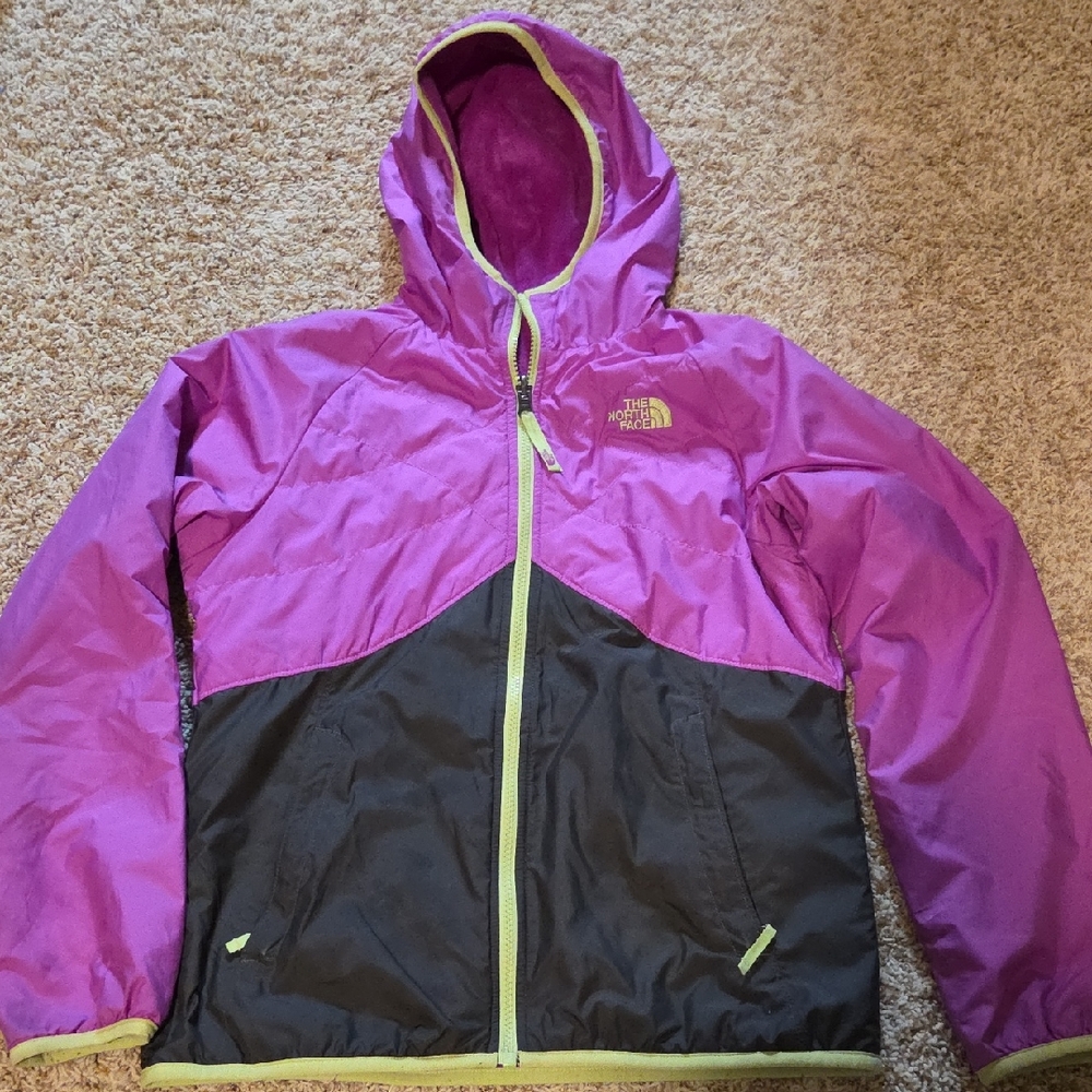 The North Face Magenta and Black Hooded Jacket